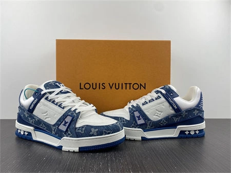 Luis Vitton LV Trainer Monogram Denim White Blue 1A9JGN GoodFit 1641